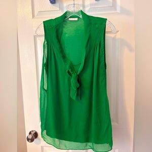 New York & Company Vibrant Green Tie-Front Blouse